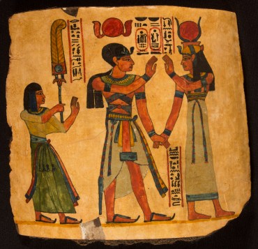 Pharaoh being greeted by the Goddess Isis