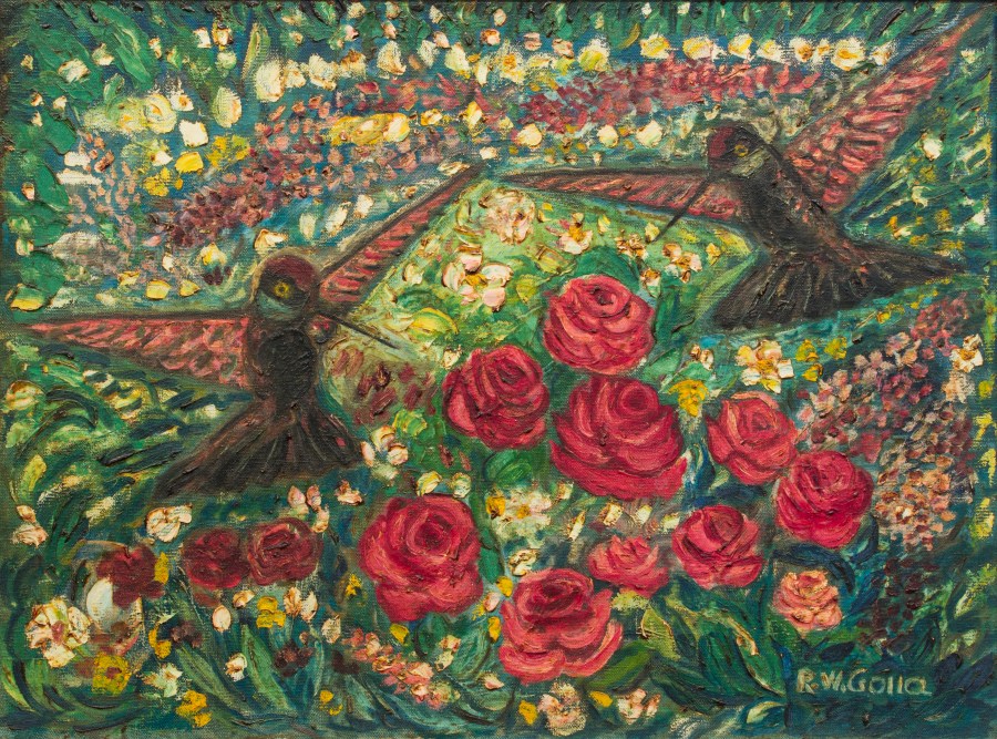 A1 NS2014.023 Hummingbirds with Floral Background I